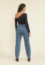 Calça Jeans Mom Cintura Alta Com Hot Fix