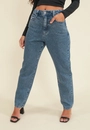 Calça Jeans Mom Cintura Alta Com Hot Fix