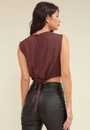 Blusa Em Viscose Twill Sem Manga E Faixa Na Cintura