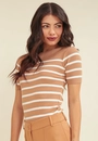 Blusa Tricô Manga Curta Listrado
