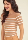 Blusa Tricô Manga Curta Listrado