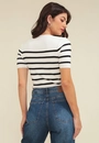 Blusa Tricô Manga Curta Listrado