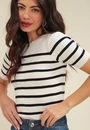 Blusa Tricô Manga Curta Listrado