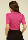 Blusa Canelada Manga Curta Gola Alta