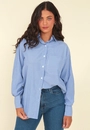 Camisa Em Tricoline Listrada Oversized