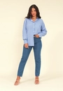 Camisa Em Tricoline Listrada Oversized
