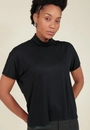 Blusa Malha Com Gola Alta Manga Curta