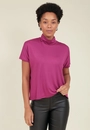 Blusa Malha Com Gola Alta Manga Curta