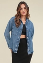 Camisa Jeans Com Bolsos E Barra Arredondada