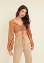 Cropped Viscolinho Manga Longa Puxador Frente