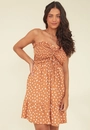 Vestido Curto Em Viscose Poá Caramelo