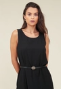 Vestido Viscolinho Longo Sem Manga Com Cinto