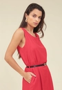 Vestido Viscolinho Longo Sem Manga Com Cinto