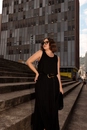 Vestido Viscolinho Longo Sem Manga Com Cinto