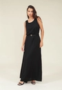 Vestido Viscolinho Longo Sem Manga Com Cinto