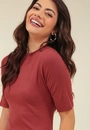 Vestido Midi Canelado Manga Curta Gola Alta
