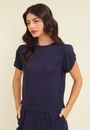 Blusa Viscose Twill Com Manga Curta Tulipa