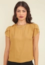 Blusa Viscose Twill Com Manga Curta Tulipa