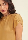 Blusa Viscose Twill Com Manga Curta Tulipa