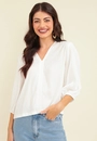 Blusa Viscolinho Manga 7/8 Decote V