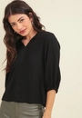 Blusa Viscolinho Manga 7/8 Decote V