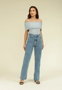Calça Jeans Reta Com Strass Em Linhas
