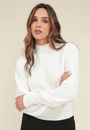 Blusa Tricô Gola Alta E Manga Bufante