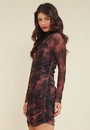 Vestido Curto Tule Manga Longa Estampa Cacau