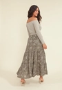 Saia Viscose Midi 3 Marias Estampa Safari