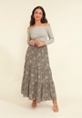 Saia Viscose Midi 3 Marias Estampa Safari