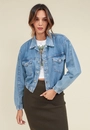Jaqueta Jeans Bomber Com Elástico Na Barra