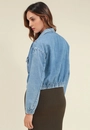 Jaqueta Jeans Bomber Com Elástico Na Barra