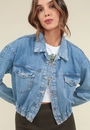 Jaqueta Jeans Bomber Com Elástico Na Barra