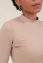 Blusa Canelada Manga Longa Gola Alta