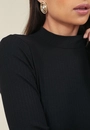 Blusa Canelada Manga Longa Gola Alta