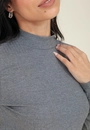Blusa Canelada Manga Longa Gola Alta