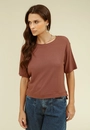 Blusa Malha Texturizada Manga Curta Abertura Lateral