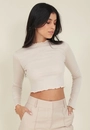 Blusa Cropped Manga Longa Frufru