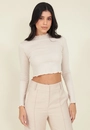 Blusa Cropped Manga Longa Frufru