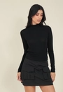 Blusa Básica Malha Tricô Manga Longa Gola Alta