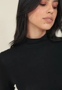 Blusa Básica Malha Tricô Manga Longa Gola Alta