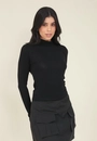 Blusa Básica Malha Tricô Manga Longa Gola Alta