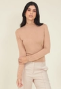 Blusa Básica Malha Tricô Manga Longa Gola Alta