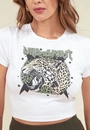 Blusa Cropped Em Cotton Tigre Wild Spirit