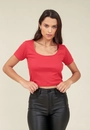 Blusa Ribana Canelada Manga Curta Decote U