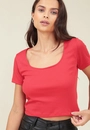 Blusa Ribana Canelada Manga Curta Decote U