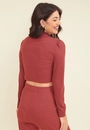 Blusa Malha Canelada Cropped Gola Alta