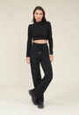 Blusa Malha Canelada Cropped Gola Alta