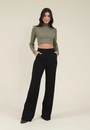 Blusa Malha Canelada Cropped Gola Alta