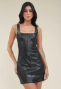 Vestido Em Pu Com Alça E Recortes